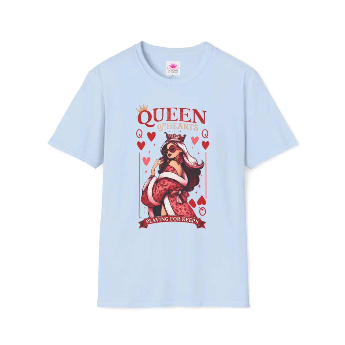 Queen of Hearts Playing Card Art T-Shirt – Vintage Graphic Cotton Tee - Image 8 | Lily's Pad Studio