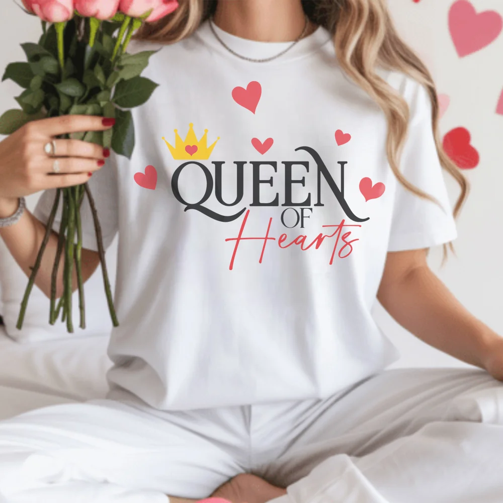 Queen of Hearts T-Shirt | Crown and Hearts Typography - Image 1 | Lily's Pad Studio