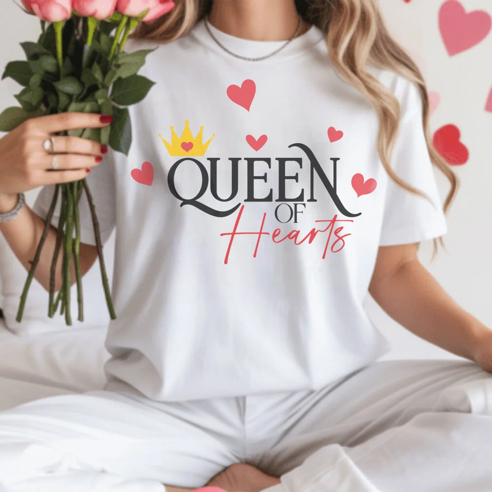 Queen of Hearts T-Shirt – Crown & Hearts Graphic Cotton Tee - Featured Product | Lily's Pad Studio