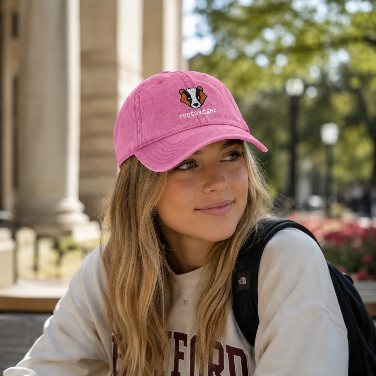 RootBadger Embroidered Vintage Cap | Washed Black Dad Hat - Image 2 | Lily's Pad Studio