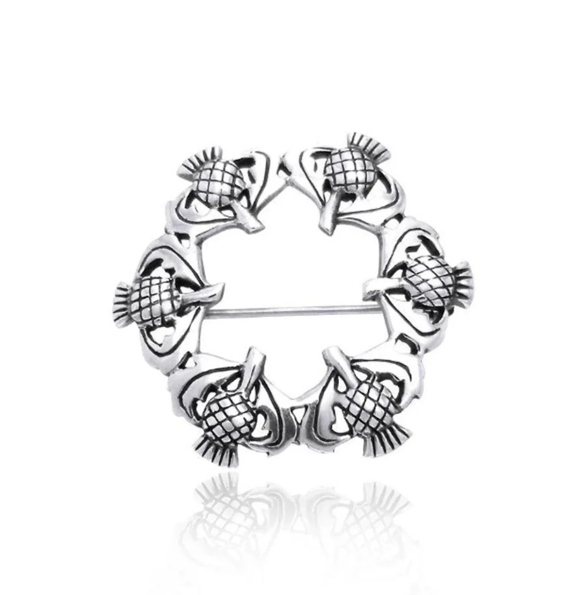 Round Scottish Thistle Sterling Silver Pin - Image 3 | Lily's Pad Studio