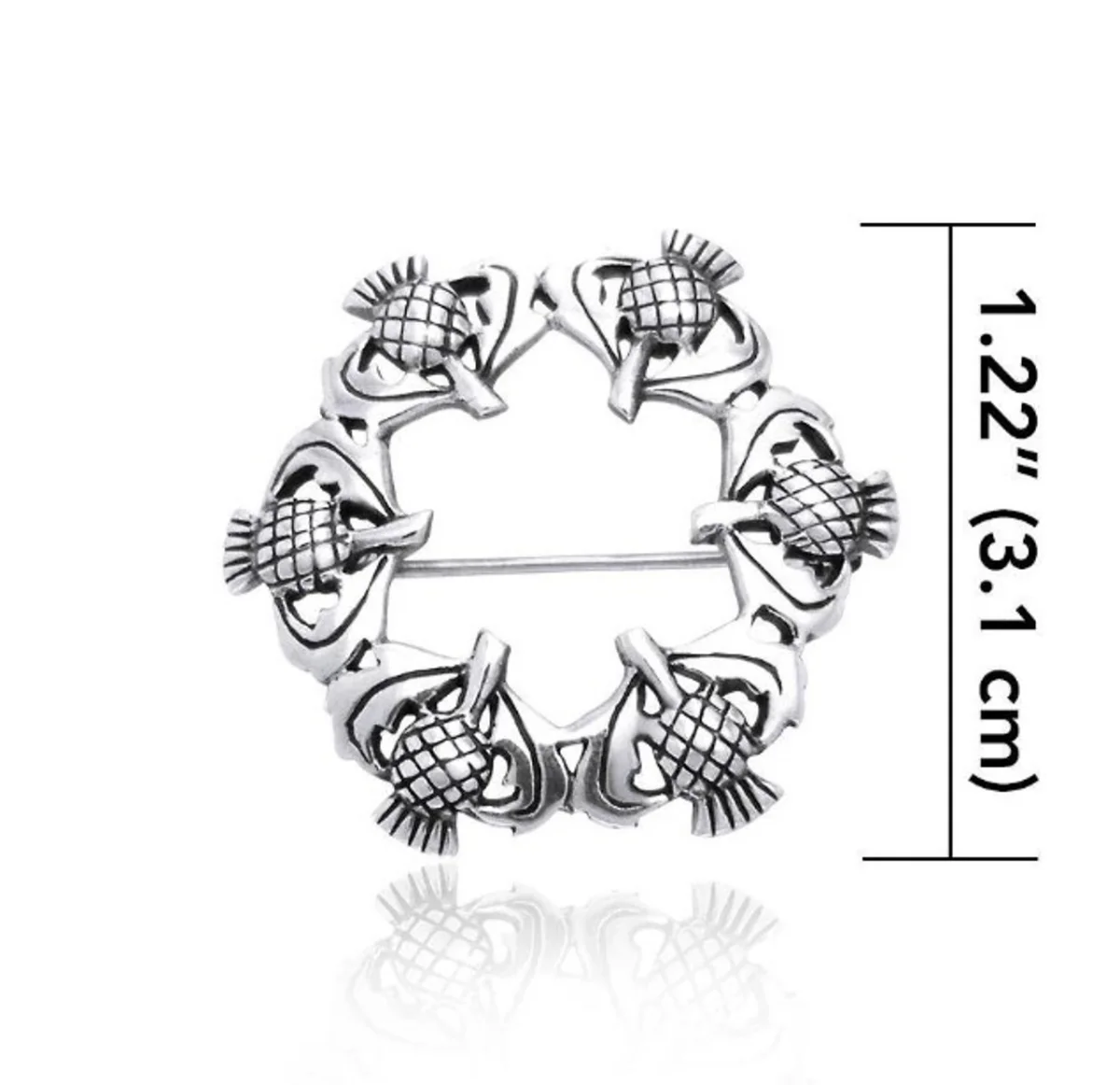 Round Scottish Thistle Sterling Silver Pin - Image 4 | Lily's Pad Studio