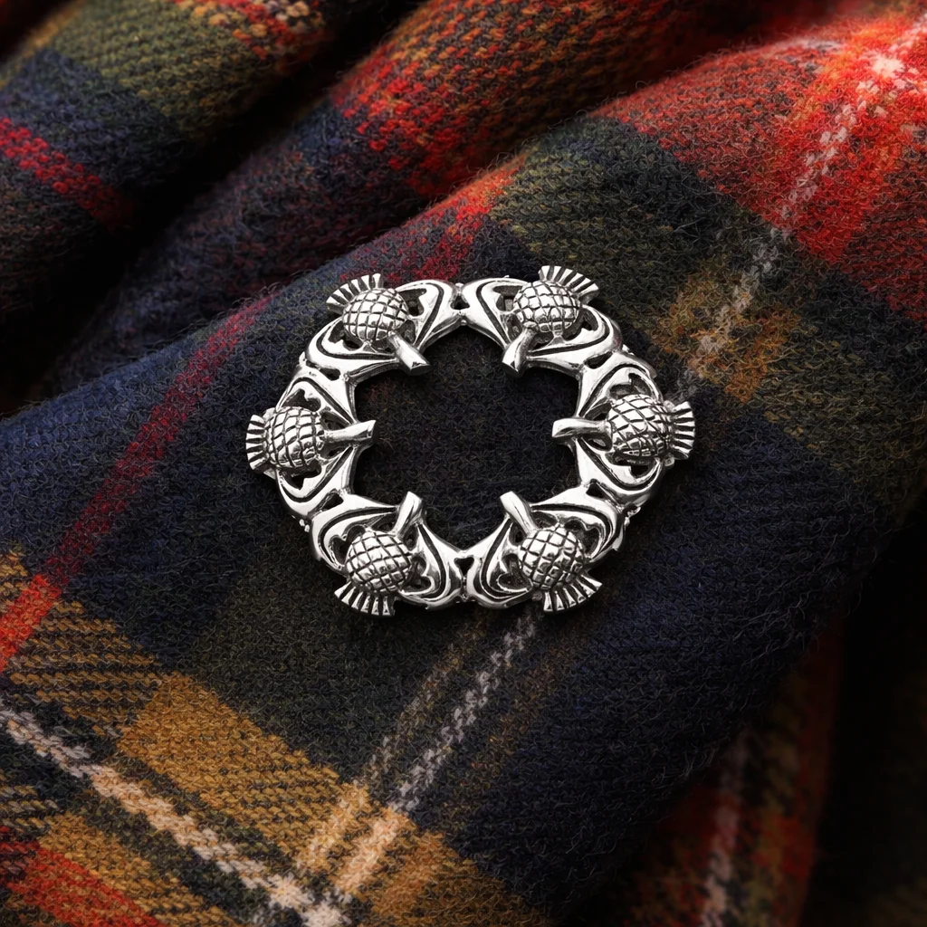 Round Scottish Thistle Sterling Silver Pin - Image 2 | Lily's Pad Studio