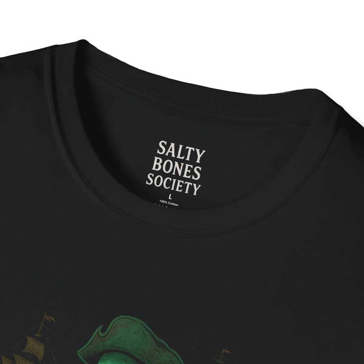 Salty Bones Society T-Shirt | Ghost Pirate - Seaweed, Retro Tattoo Style - Image 6 | Lily's Pad Studio