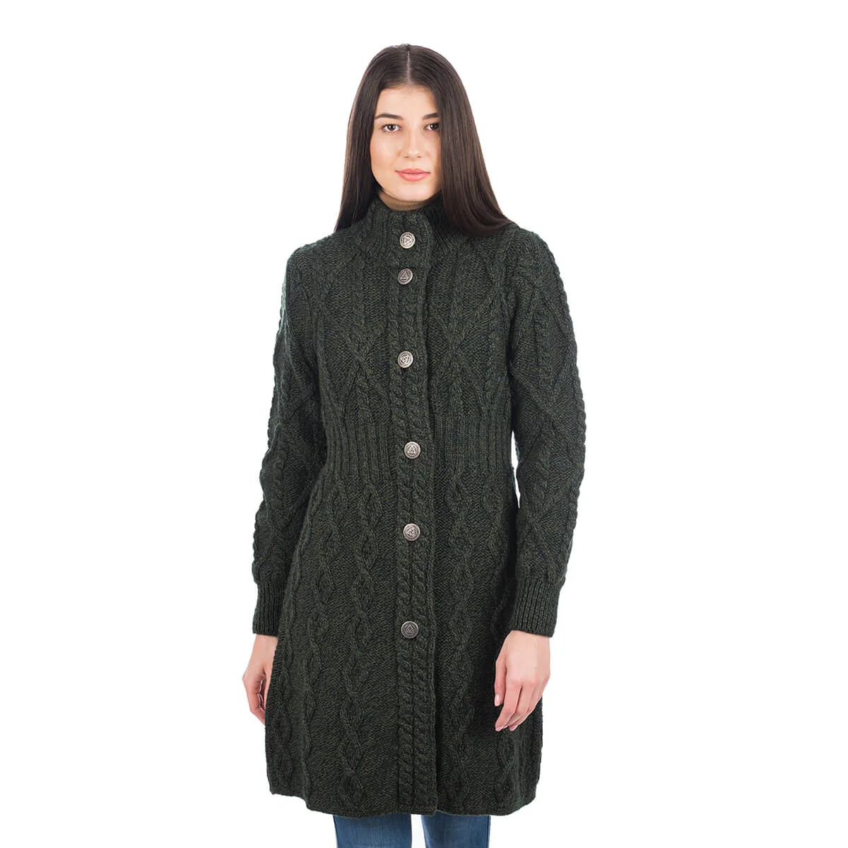 SAOL Aran Cable Signature Coat – 100% Merino Wool Irish Knitwear - Image 8 | Lily's Pad Studio