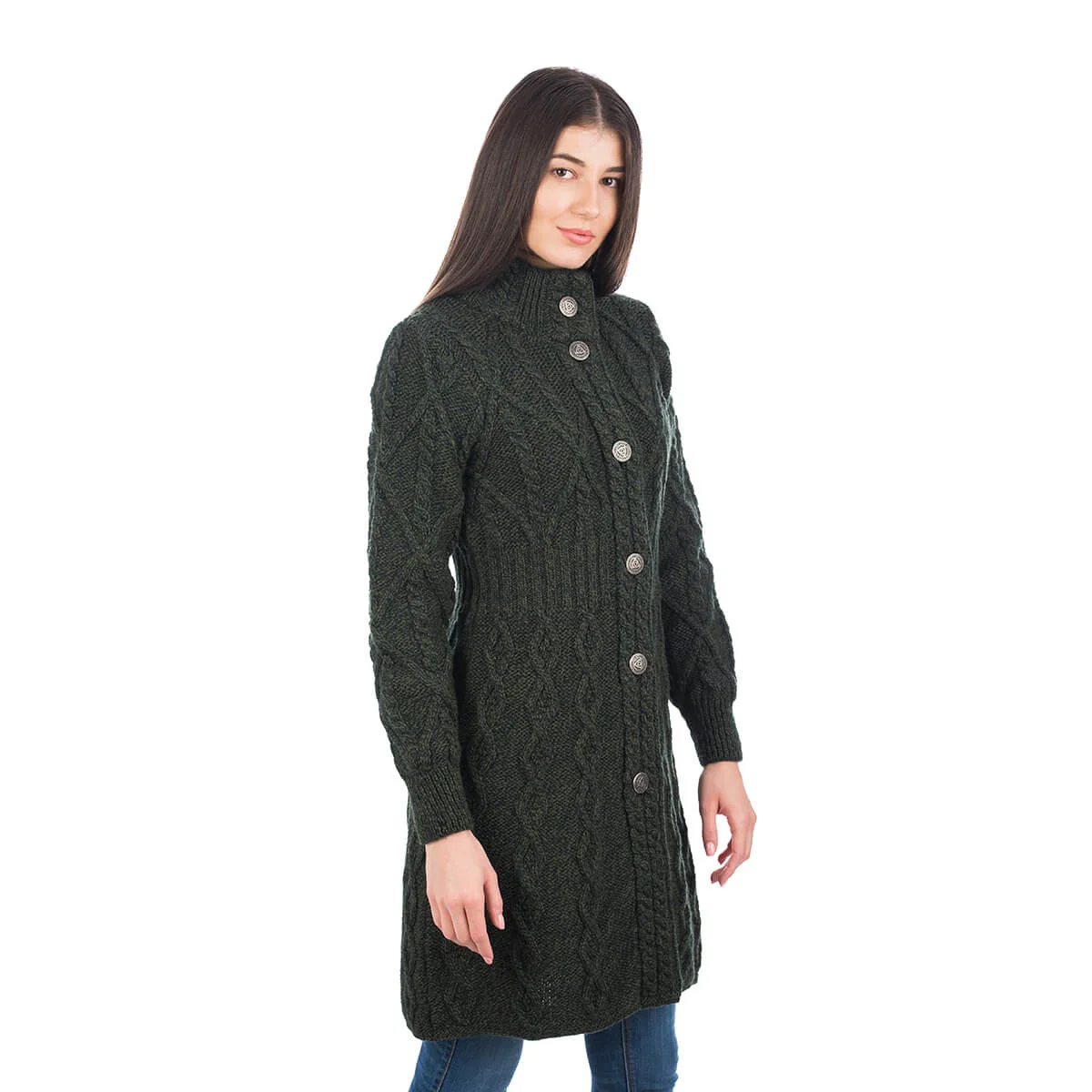 SAOL Aran Cable Signature Coat – 100% Merino Wool Irish Knitwear - Image 9 | Lily's Pad Studio