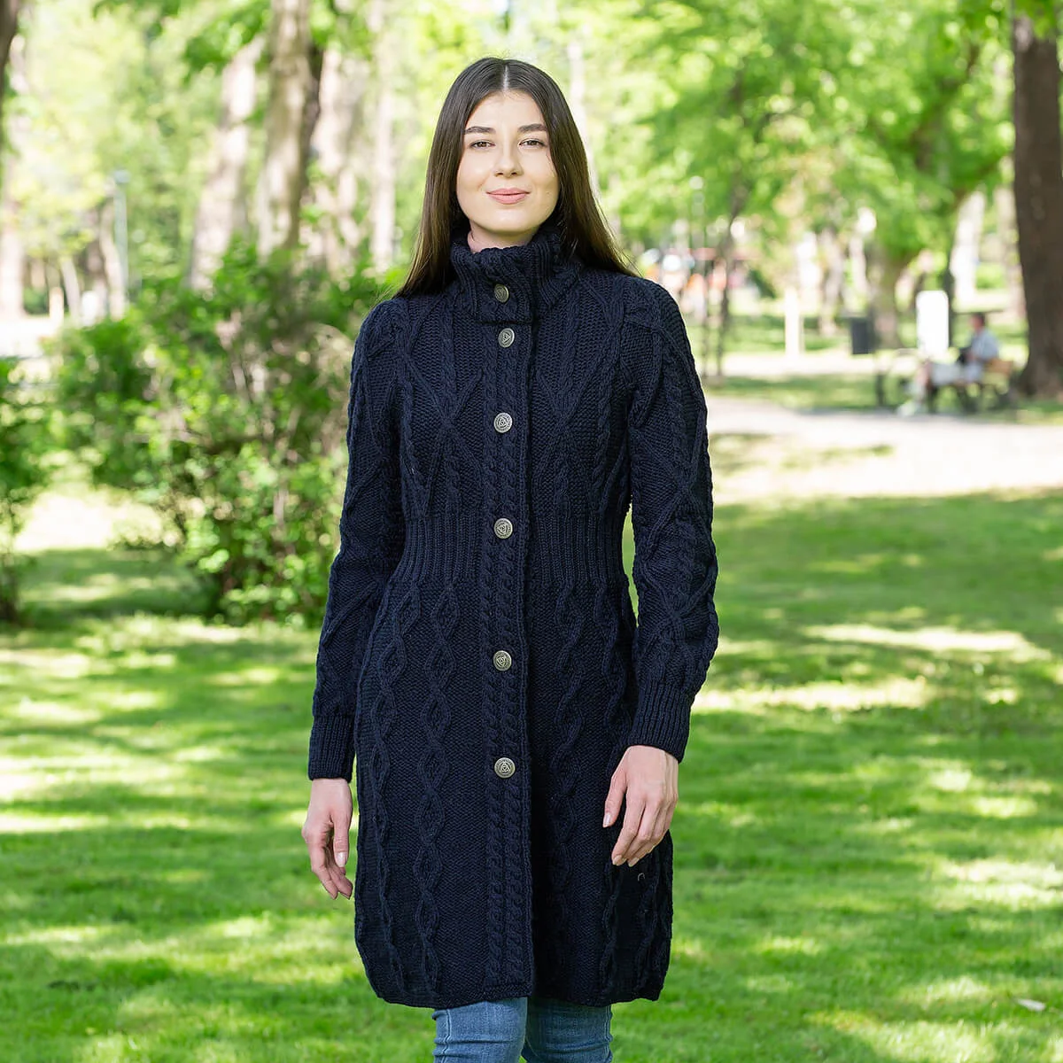SAOL Aran Cable Signature Coat – 100% Merino Wool Irish Knitwear - Image 16 | Lily's Pad Studio