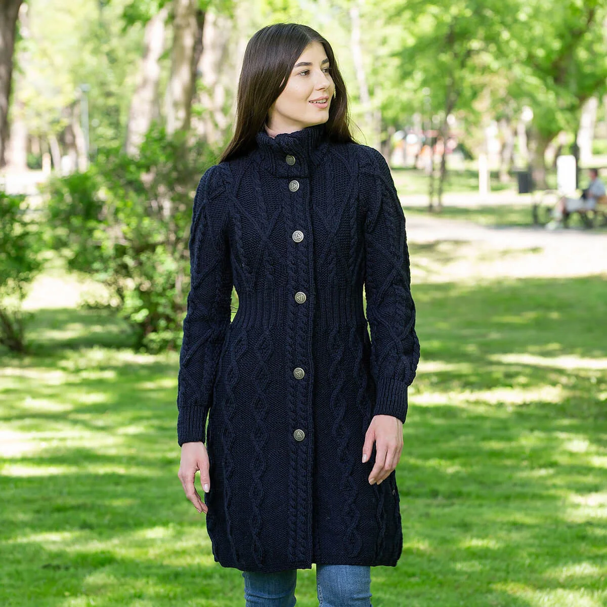 SAOL Aran Cable Signature Coat – 100% Merino Wool Irish Knitwear - Image 17 | Lily's Pad Studio