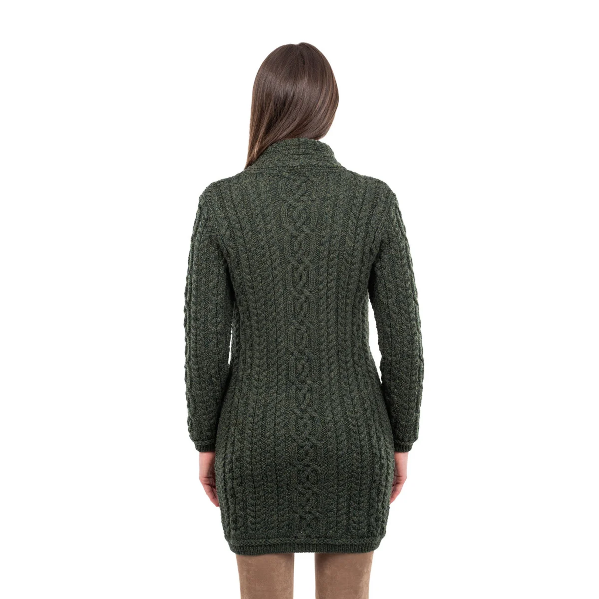 SAOL Cable Knit Side Zip Long Cardigan – 100% Merino Wool Irish Knitwear - Image 18 | Lily's Pad Studio