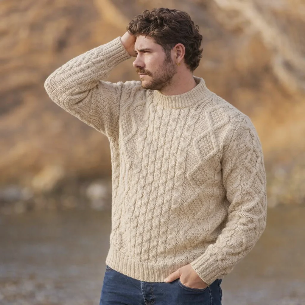 SAOL Fisherman Cable Sweater – 100% Pure Virgin Wool Irish Knit - Image 3 | Lily's Pad Studio