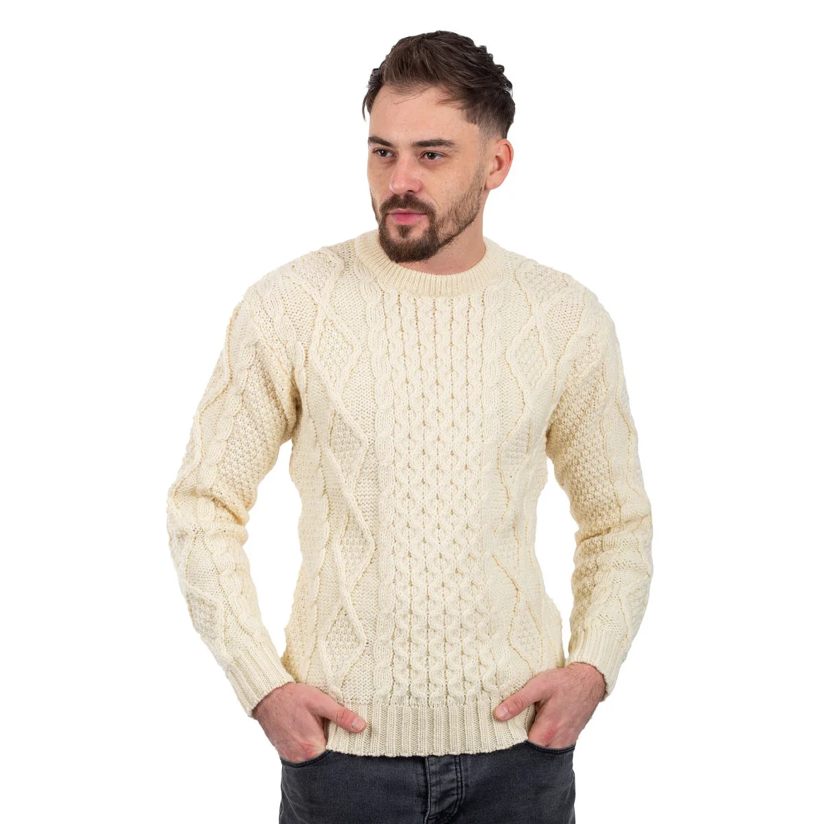 SAOL Fisherman Cable Sweater – 100% Pure Virgin Wool Irish Knit - Image 13 | Lily's Pad Studio