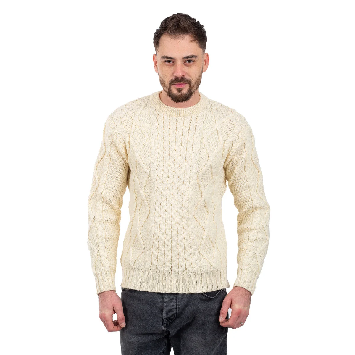 SAOL Fisherman Cable Sweater – 100% Pure Virgin Wool Irish Knit - Image 15 | Lily's Pad Studio