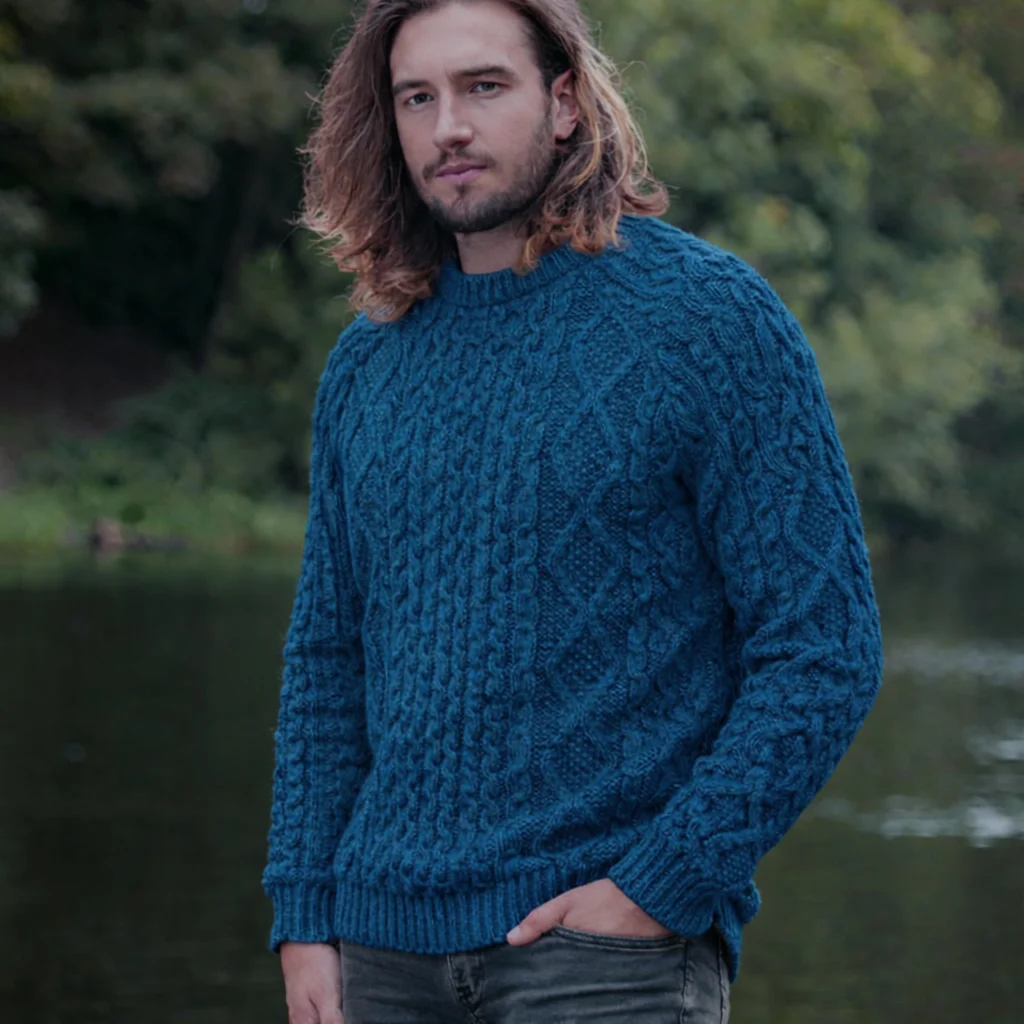 SAOL Fisherman Cable Sweater – 100% Pure Virgin Wool Irish Knit - Image 1 | Lily's Pad Studio