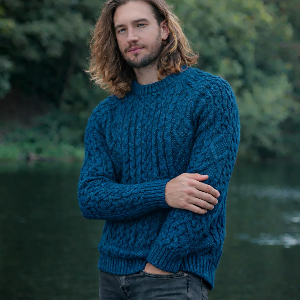 SAOL Fisherman Cable Sweater – 100% Pure Virgin Wool Irish Knit - Image 2 | Lily's Pad Studio