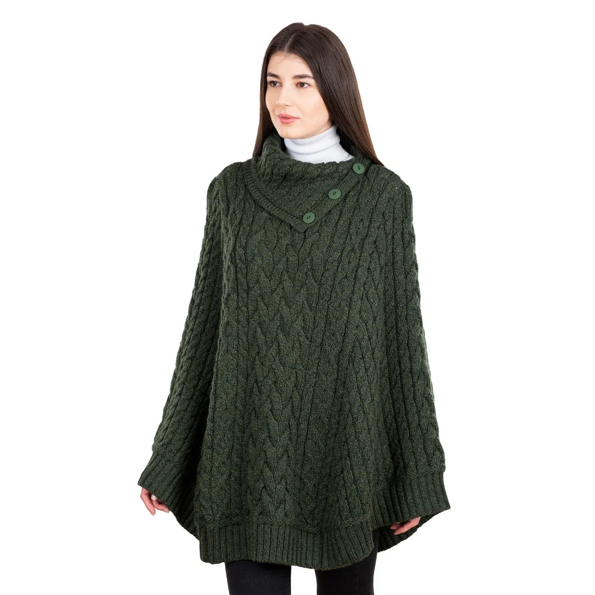 SAOL Women’s Cowl Neck Button Poncho – 100% Pure Merino Wool - Image 17 | Lily's Pad Studio