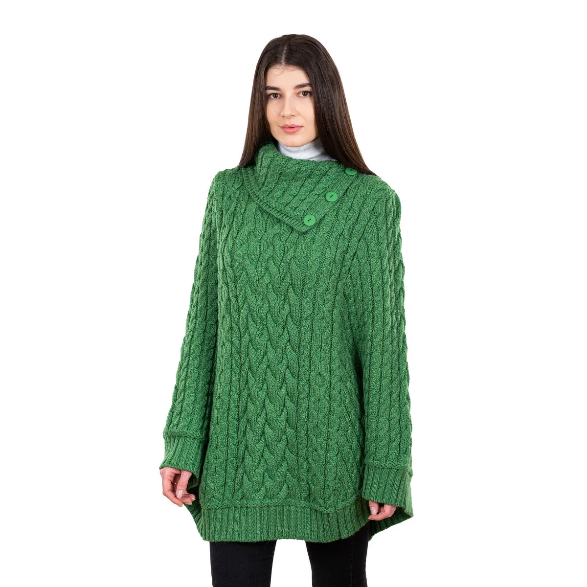 SAOL Women’s Cowl Neck Button Poncho – 100% Pure Merino Wool - Image 22 | Lily's Pad Studio