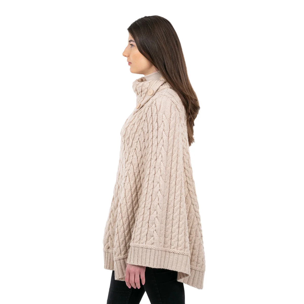 SAOL Women’s Cowl Neck Button Poncho – 100% Pure Merino Wool - Image 14 | Lily's Pad Studio