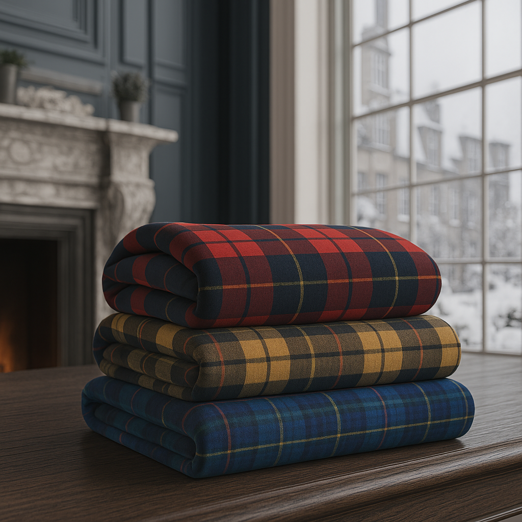 Scottish Clan Tartan Velveteen Throw Blanket – Soft Plaid Heritage Couch, Bed Blanket