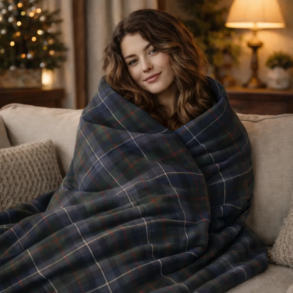 Scottish Clan Tartan Velveteen Throw Blanket – Soft Plaid Heritage Couch, Bed Blanket - Image 2 | Lily's Pad Studio