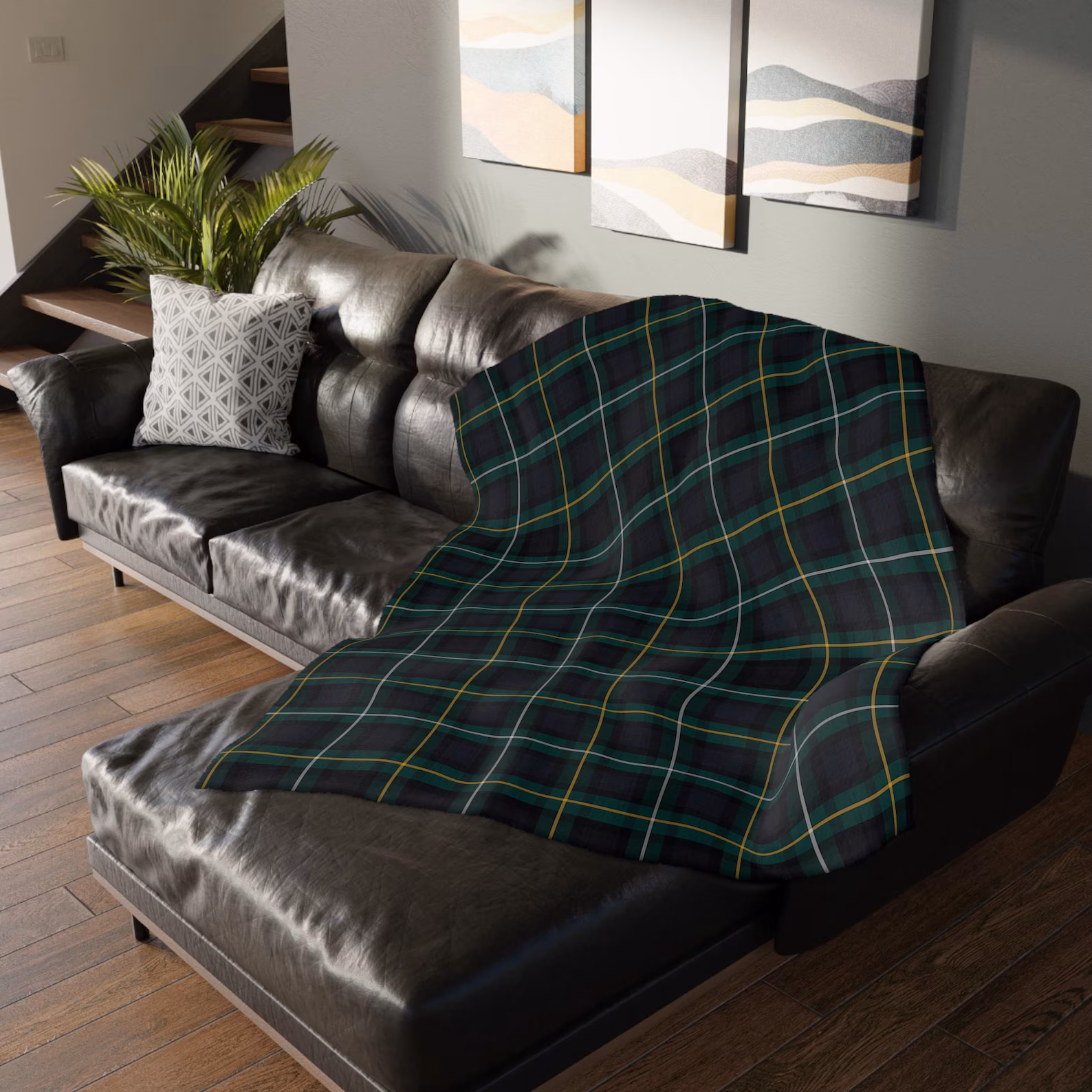Scottish Clan Tartan Velveteen Throw Blanket – Soft Plaid Heritage Couch, Bed Blanket