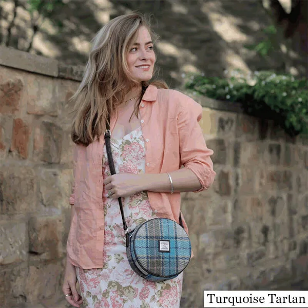 Scottish Harris Tweed Bannock Round Shoulder Bag – Authentic Wool Tartan Crossbody Purse - Image 11 | Lily's Pad Studio