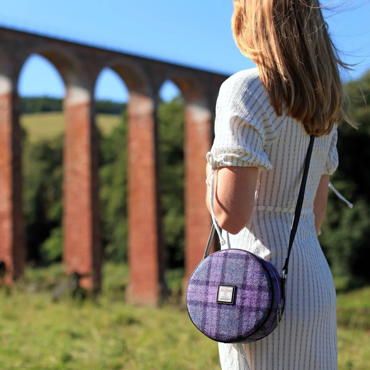 Scottish Harris Tweed Bannock Round Shoulder Bag – Authentic Wool Tartan Crossbody Purse - Featured Product | Lily's Pad Studio