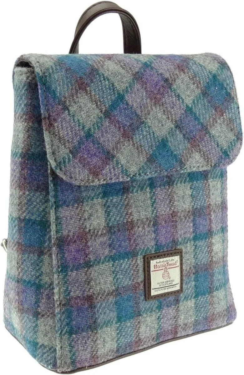 Scottish Harris Tweed Tummel Mini Backpack – Authentic Wool Tartan Bag with Adjustable Straps - Image 4 | Lily's Pad Studio