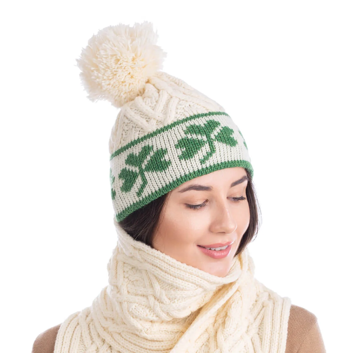 Shamrock Aran Wool Hat - Image 5 | Lily's Pad Studio