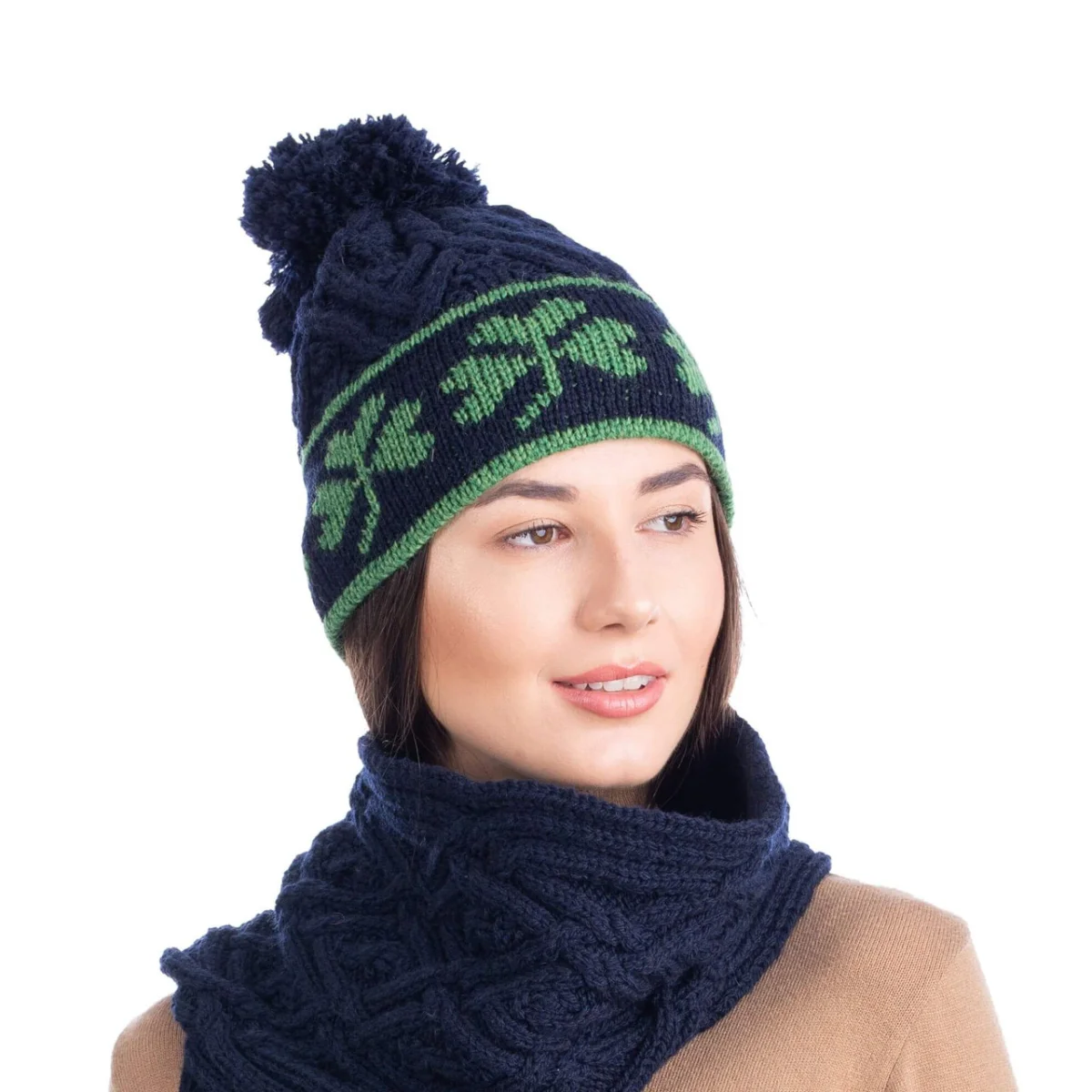 Shamrock Aran Wool Hat - Image 6 | Lily's Pad Studio