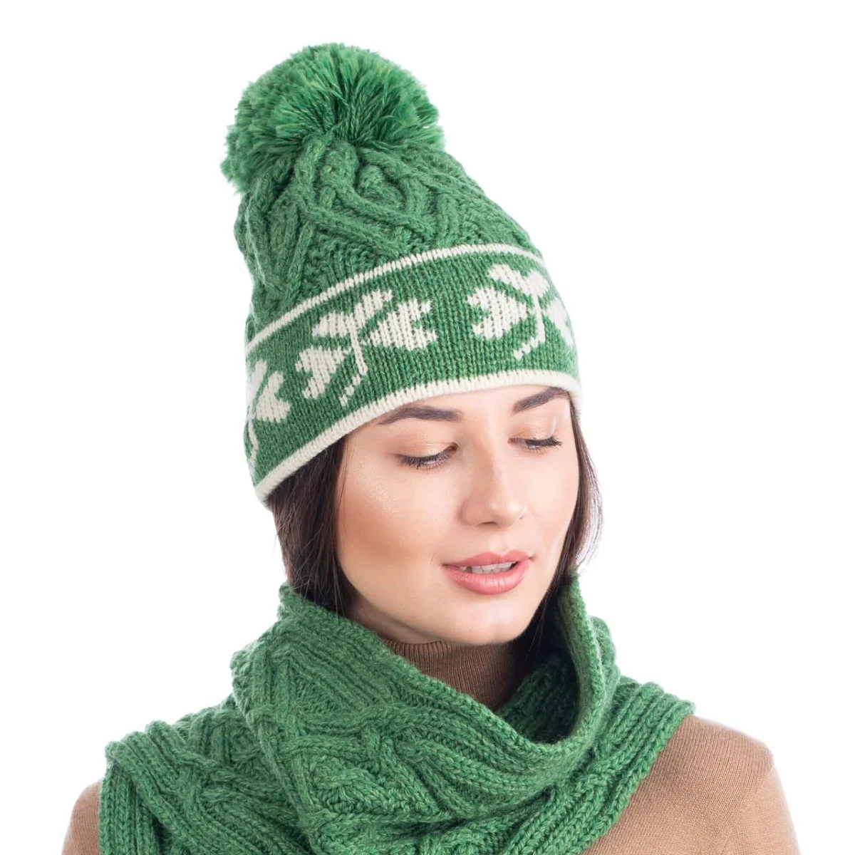 Shamrock Aran Wool Hat - Image 7 | Lily's Pad Studio