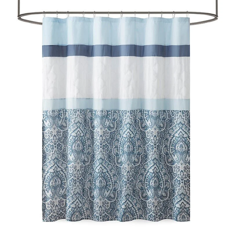 Shawnee Printed & Embroidered Shower Curtain — 72x72” Traditional Bathroom Curtain - Image 7 | Lily's Pad Studio