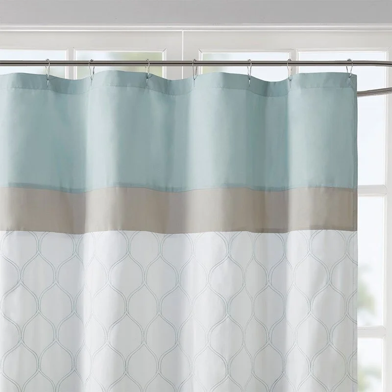 Shawnee Printed & Embroidered Shower Curtain — 72x72” Traditional Bathroom Curtain - Image 3 | Lily's Pad Studio