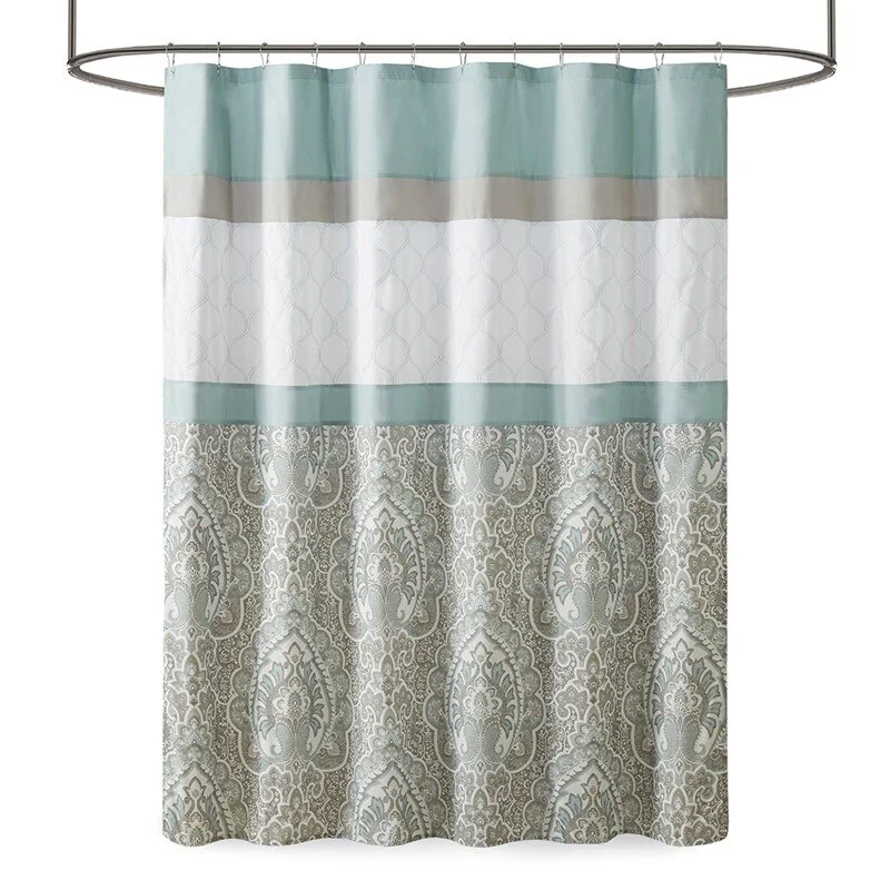 Shawnee Printed & Embroidered Shower Curtain — 72x72” Traditional Bathroom Curtain - Image 2 | Lily's Pad Studio