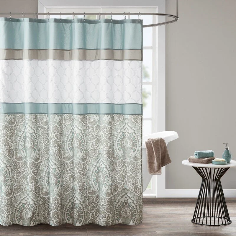 Shawnee Printed & Embroidered Shower Curtain — 72x72” Traditional Bathroom Curtain | Lily's Pad Studio