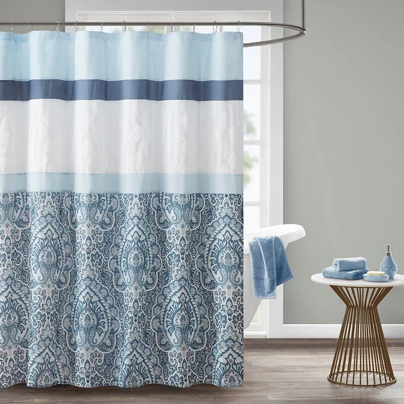 Shawnee Printed & Embroidered Shower Curtain — 72x72” Traditional Bathroom Curtain - Image 6 | Lily's Pad Studio