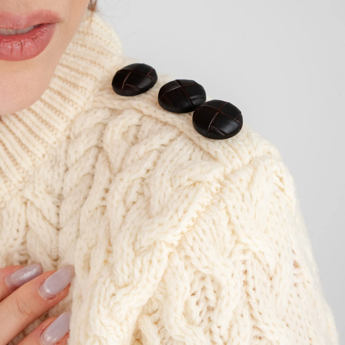 Side Button Knit Sweater – Classic Irish Wool Pullover with Button Detail - Image 14 | Lily's Pad Studio