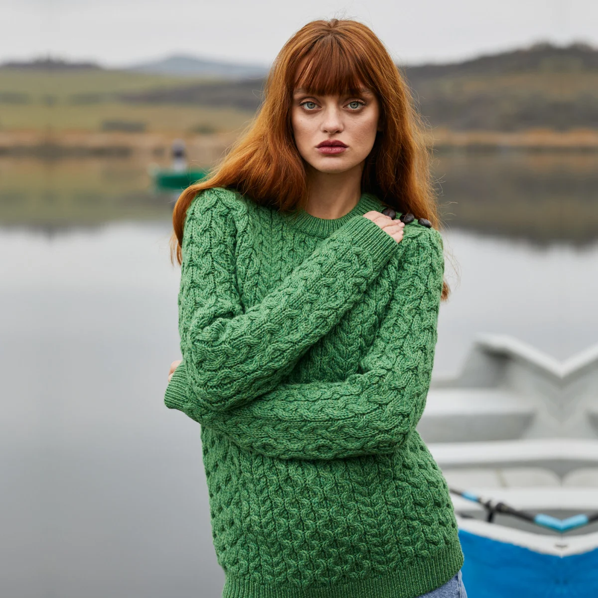 Side Button Knit Sweater – Classic Irish Wool Pullover with Button Detail - Image 3 | Lily's Pad Studio