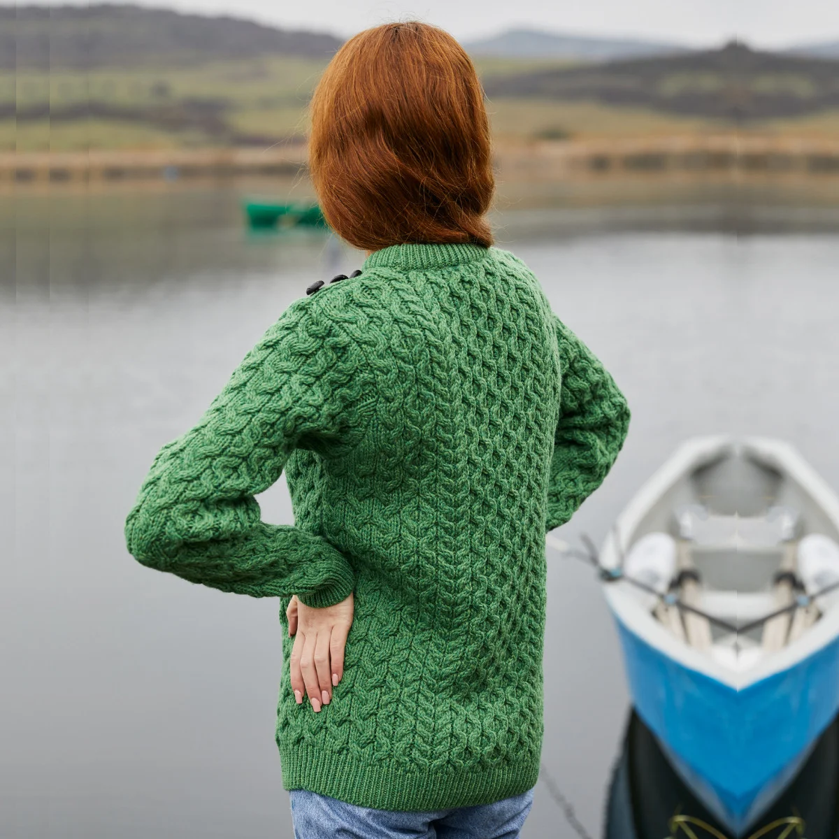 Side Button Knit Sweater – Classic Irish Wool Pullover with Button Detail - Image 6 | Lily's Pad Studio