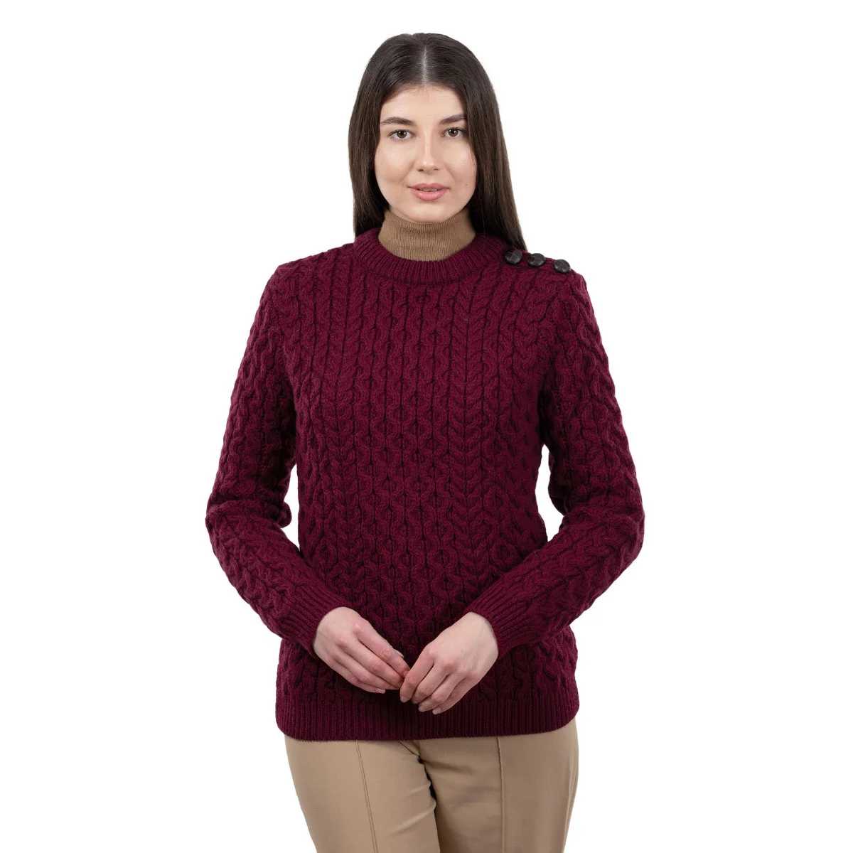 Side Button Knit Sweater – Classic Irish Wool Pullover with Button Detail - Image 13 | Lily's Pad Studio