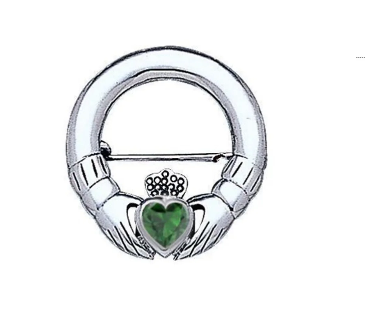 Silver Irish Claddagh Brooch with Gemstone – Celtic Heritage Jewelry Gift - Image 3 | Lily's Pad Studio