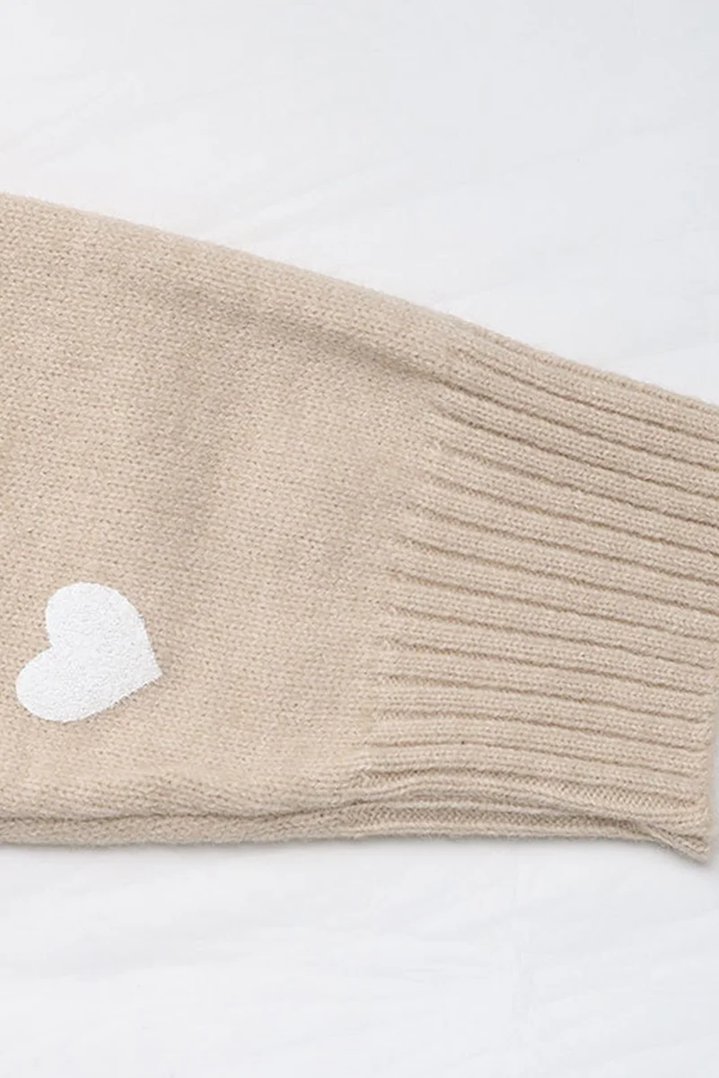 Smoke Gray Heart Print Lace Splicing V Neck Valentines Sweater - Image 9 | Lily's Pad Studio