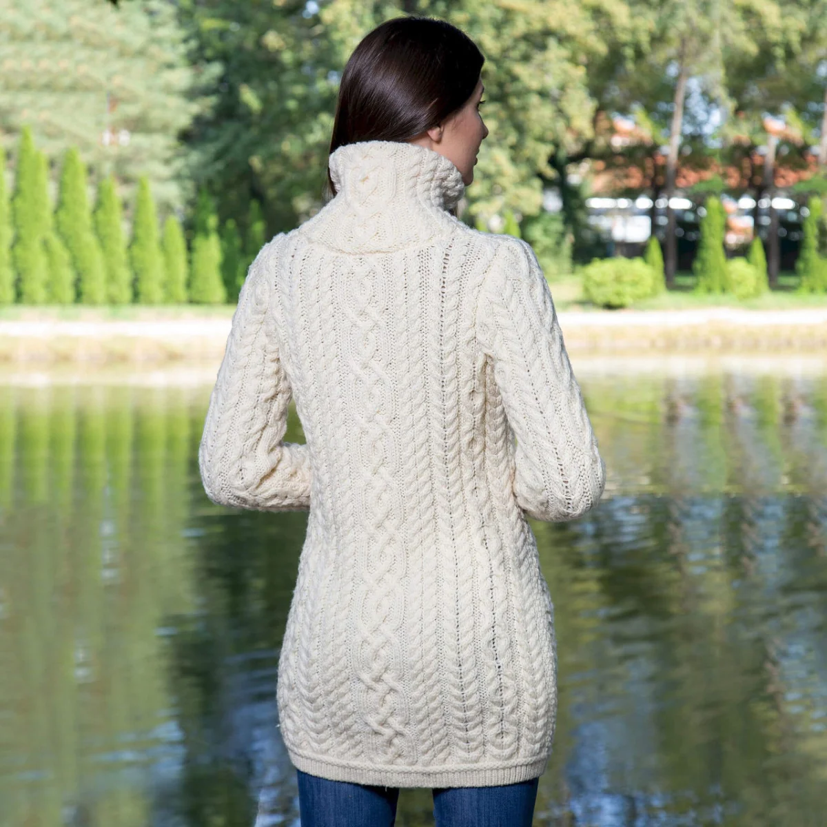 Soft Touch Ladies Aran Zip Cardigan - Image 7 | Lily's Pad Studio