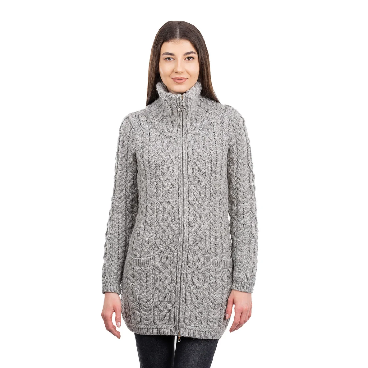 Soft Touch Ladies Aran Zip Cardigan - Image 9 | Lily's Pad Studio