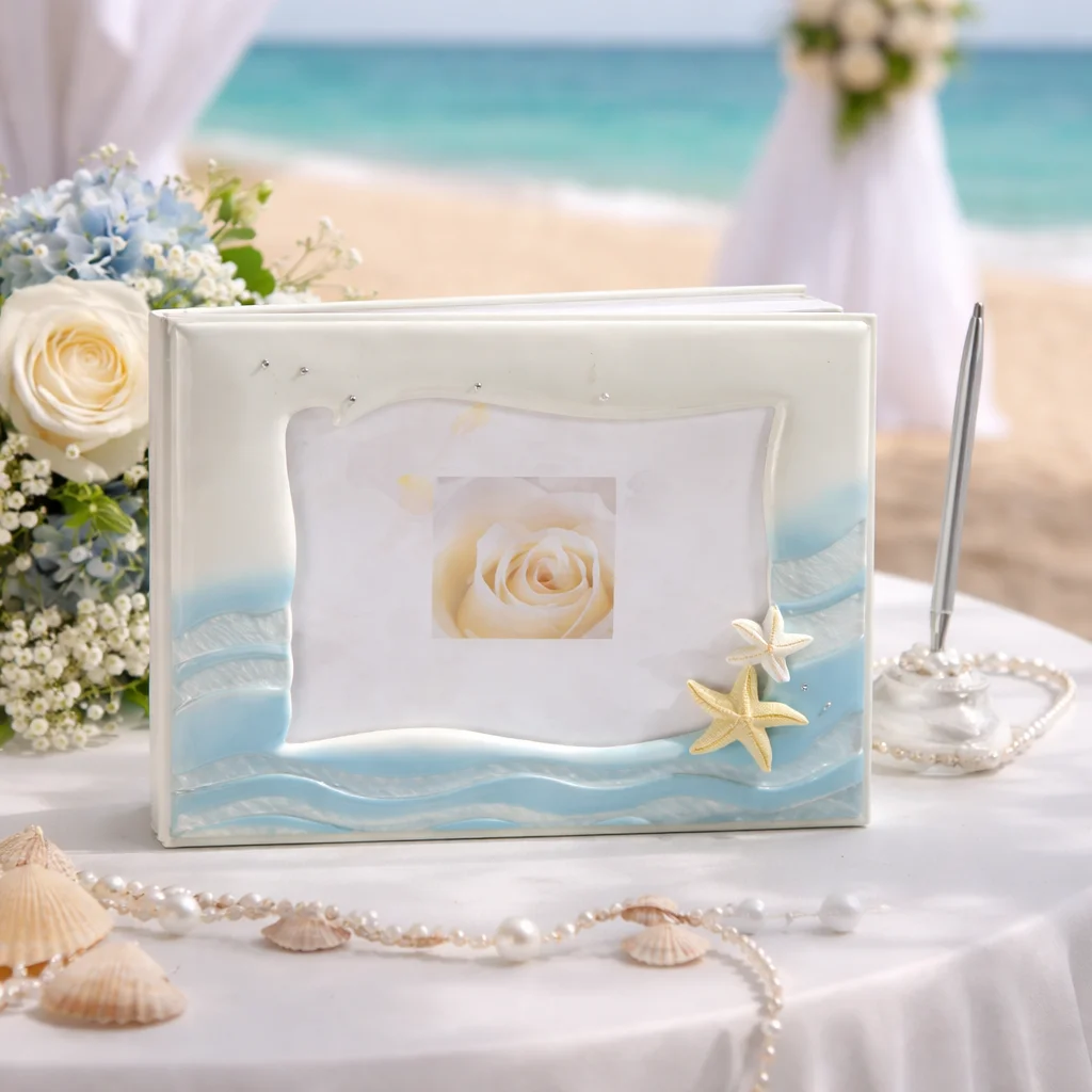 Starfish Beach Wedding Guest Book – Coastal Wedding Reception Keepsake - Wedding | Lily's Pad Studio