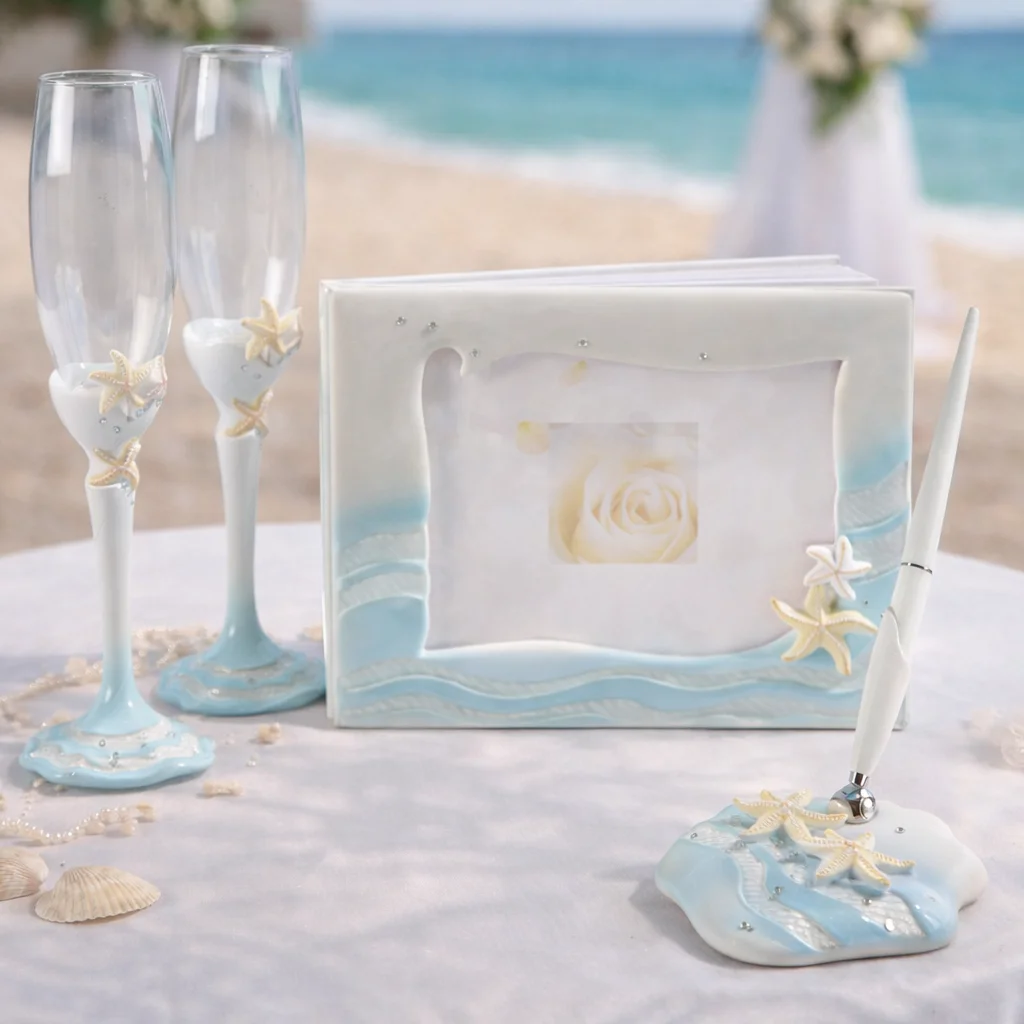 Starfish Beach Wedding Guest Book Pen – Tropical Coastal Wedding Accessory - Image 4 | Lily's Pad Studio