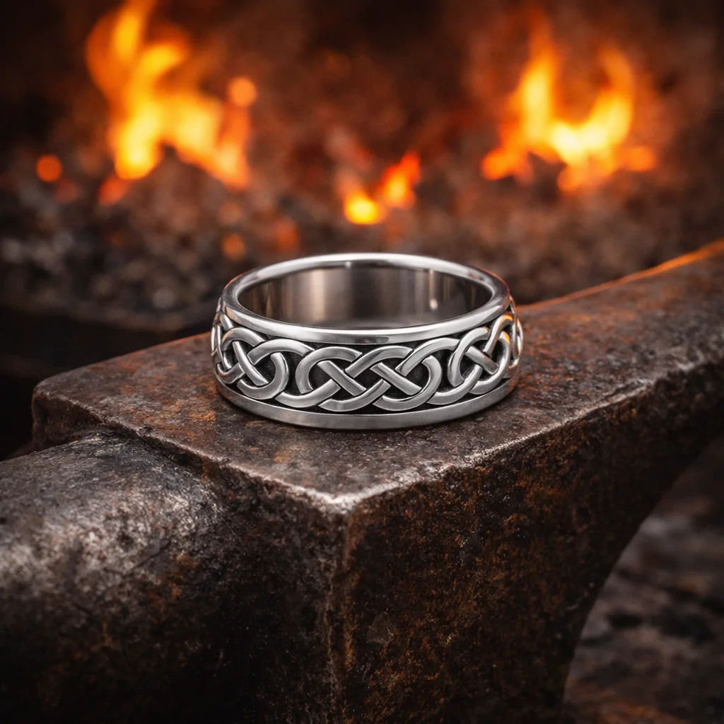 Sterling Silver Engraved Celtic Knot Band Ring | Irish Heritage Jewelry | Lily's Pad Studio