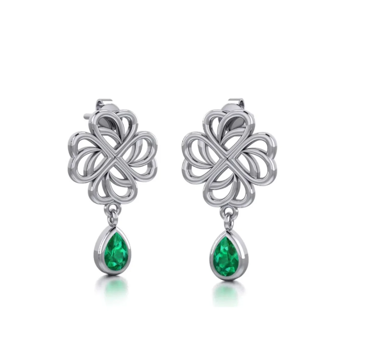 Sterling Silver Four-Leaf Clover Post Earrings | Lucky Irish Jewelry - Image 4 | Lily's Pad Studio