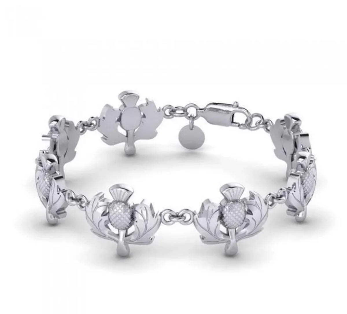 Sterling Silver Scottish Thistle Bracelet – Determination & Strength Jewelry - Image 3 | Lily's Pad Studio