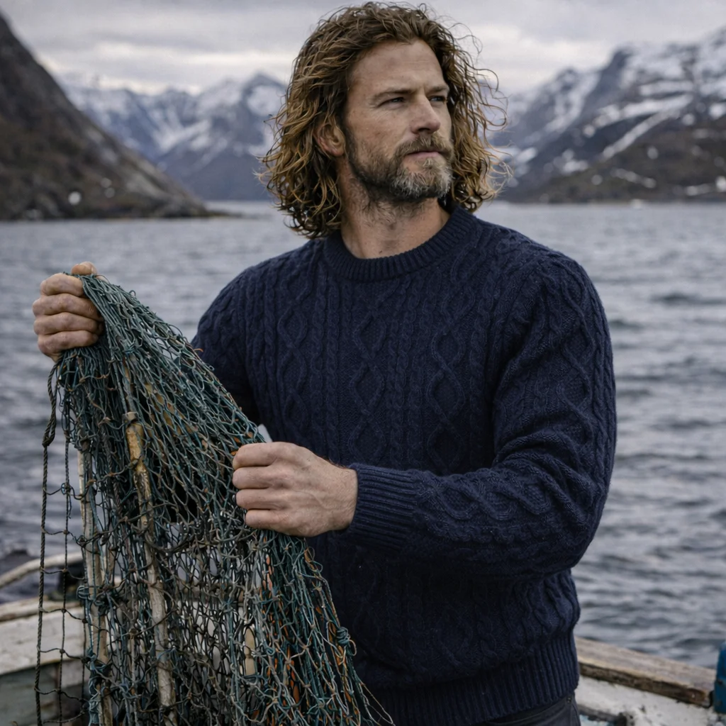 Tórshavn Aran Wool Pullover – Norwegian Wool Heavyweight Knit Sweater - Norwegian Gifts | Lily's Pad Studio