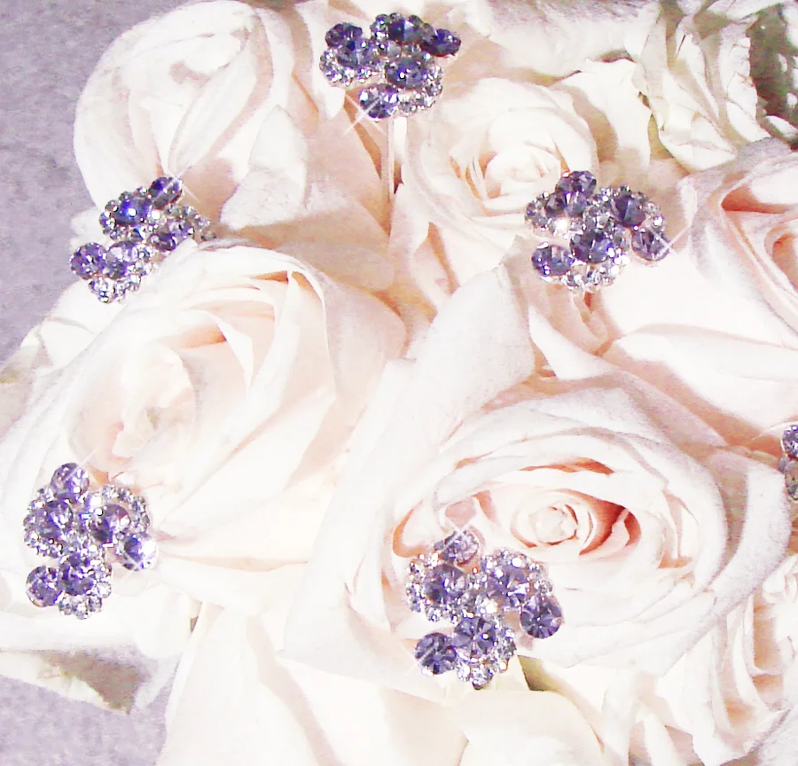 Tanzanite Crystal Swirl Bouquet Jewelry – Wedding Bridal Bouquet Accents - Image 2 | Lily's Pad Studio